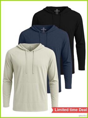 3 Pack Cotton Blend Pullover Hoodies for Men Long Sleeve